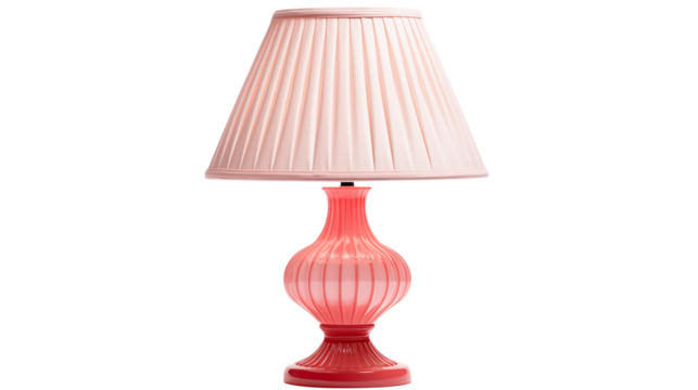 Elegant Pink Table Lamp with Pleated Shade Home Decor