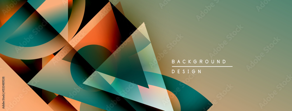 Aufkleber abstract geometric shapes overlap, creating dynamic color gradients. teal, orange, brown hues domina