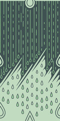 Data stream vector background, matrix-style green text rain and grid overlay