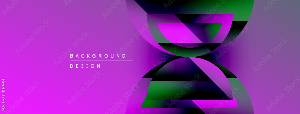 Poster abstract vibrant design. purple, green hues blend. geometric shapes overlap creating dynamic visual 