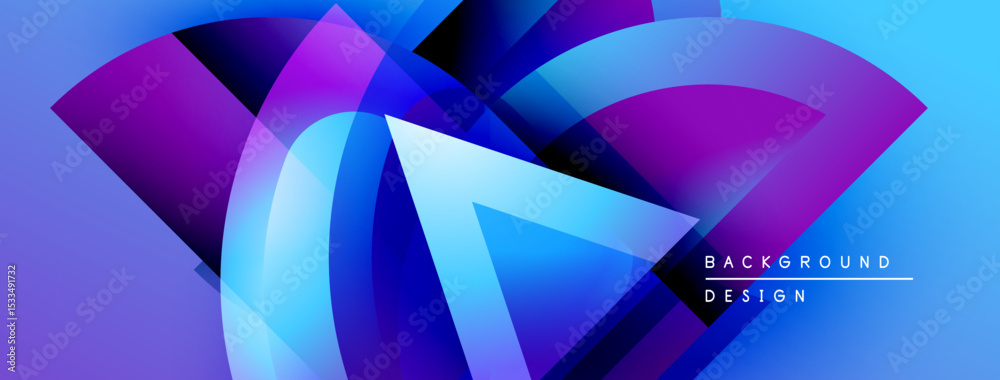 Poster Abstract blue purple design. Overlapping shapes create dynamic visual effect. Modern background suitable for digital projects.
