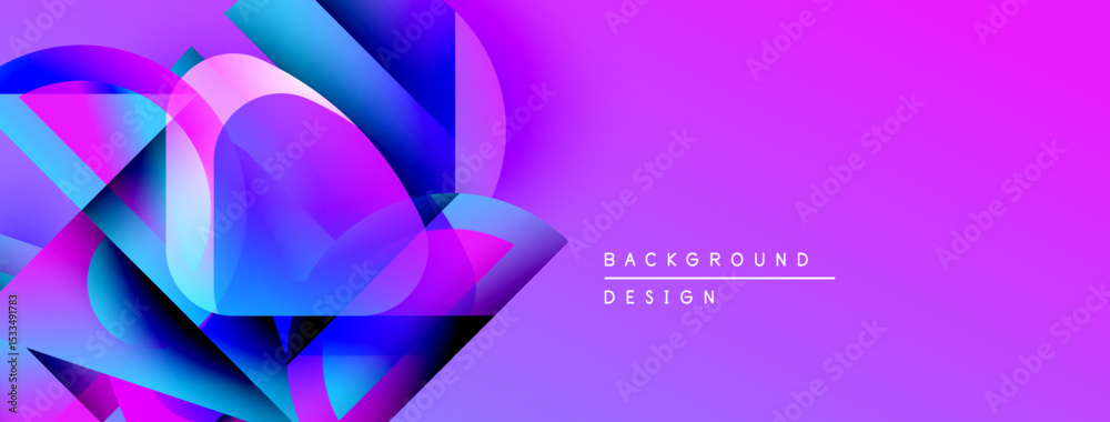 Poster Abstract vibrant design. Purple, blue gradients create dynamic shapes. Modern background suitable for digital projects.
