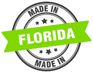 Made in Florida round sign. Made in Florida stamp.