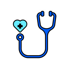 Icon a stethoscope, isolated against a clean background.