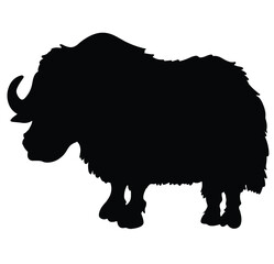 Cute cartoon hand drawn vector yak silhouette.
