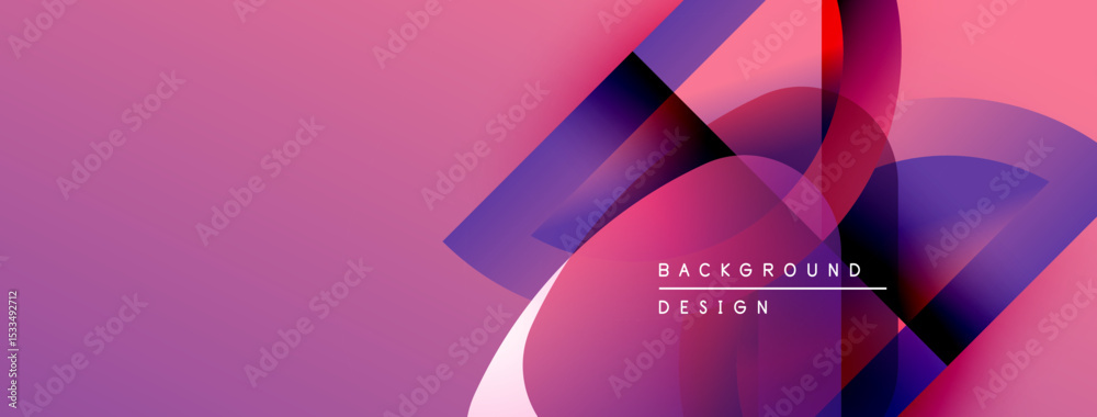 Poster Abstract pink purple design. Overlapping shapes create dynamic visual effect. Text reads background design. Modern aesthetic.