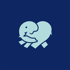 elephant abstract logo with love symbol
