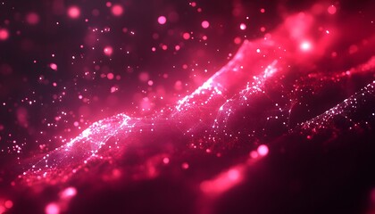 Abstract digital landscape in vibrant crimson.