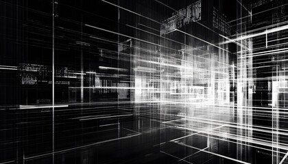 Fototapeta premium Abstract architectural perspective in grayscale.