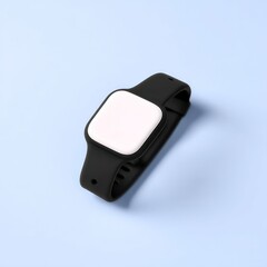 Black Smartwatch Mockup on Solid Blue Background