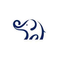 elephant line art symbol. icon logo, blue color