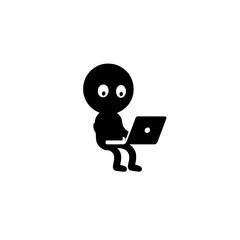 Geometric black owl icon on white background, Minimalist black owl design with symmetrical shapes and bold lines, symbolizing wisdom, knowledge, or night, in modern style.

