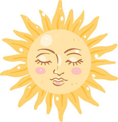 Whimsical Sun Face Illustration

