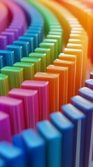 Fototapeta premium 3D render of colorful dominoes arranged in a dynamic wave pattern