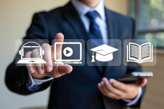 Digital learning resources displayed on a touchscreen.