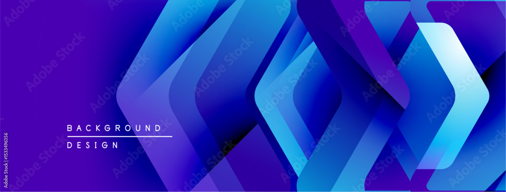 Poster abstract geometric pattern. blue, purple gradients create layered shapes. modern design suitable for