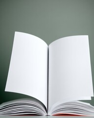 Open Book with Blank White Pages on a Green Background