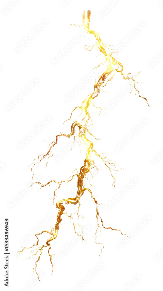Poster isolated image of a golden and yellow shimmering lightning bolt effect