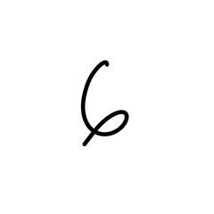 simple black number six scribble vector