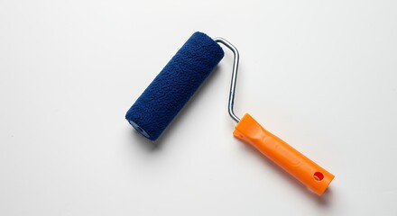 Blue paint roller with orange handle