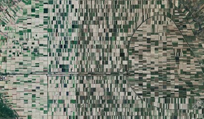 High-Resolution Aerial View of Agricultural Patterns and Land Impact