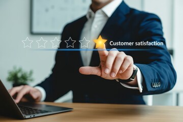 Businessperson giving positive customer feedback.