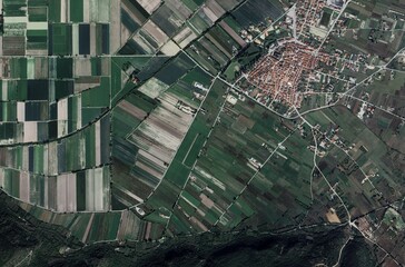 High-Resolution Aerial View of Agricultural Patterns and Land Impact