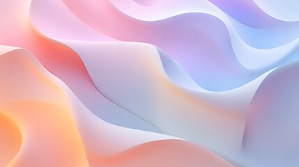 Obraz premium 3D render of a soft pastel wavy background with smooth gradient curves