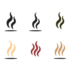 Steam Icon Set Design Elements for Branding Hot Drink Coffee Tea Food Menu Restaurant Cafe
