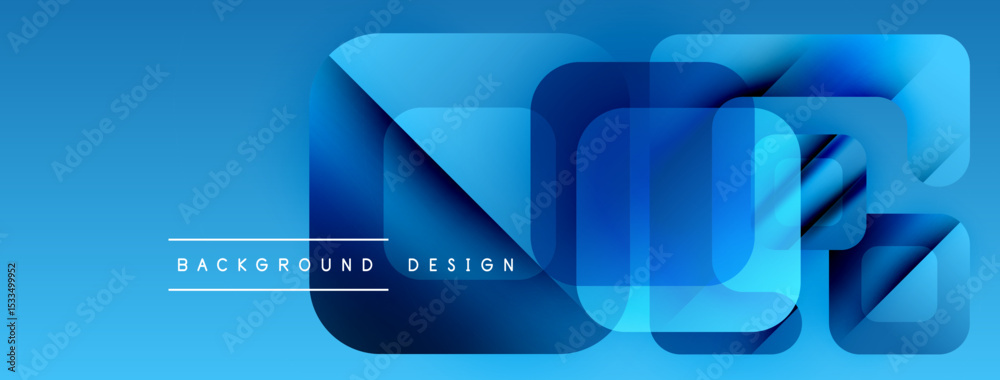 Aufkleber Abstract blue design features layered squares, creating modern visual effect. Text reads background design below shapes.
