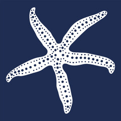 Hand drawn vector illustration of starfish. Isolated sea theme printing for souvenir decoration. Single illustration of marine life. Monochrome drawing of starfish. Ocean aesthetic for interior design