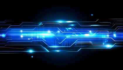 Obraz premium Abstract digital circuit design with glowing blue lines.
