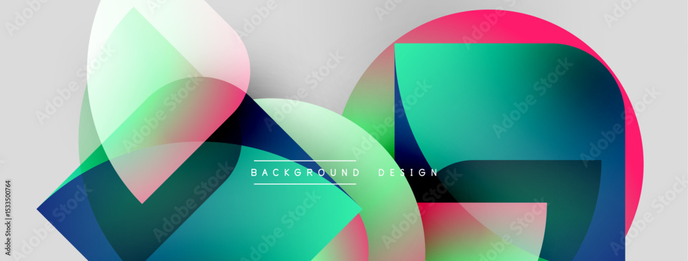 Aufkleber Abstract shapes overlap, creating vibrant color gradients. Modern design features smooth transitions, light hues, dynamic composition.
