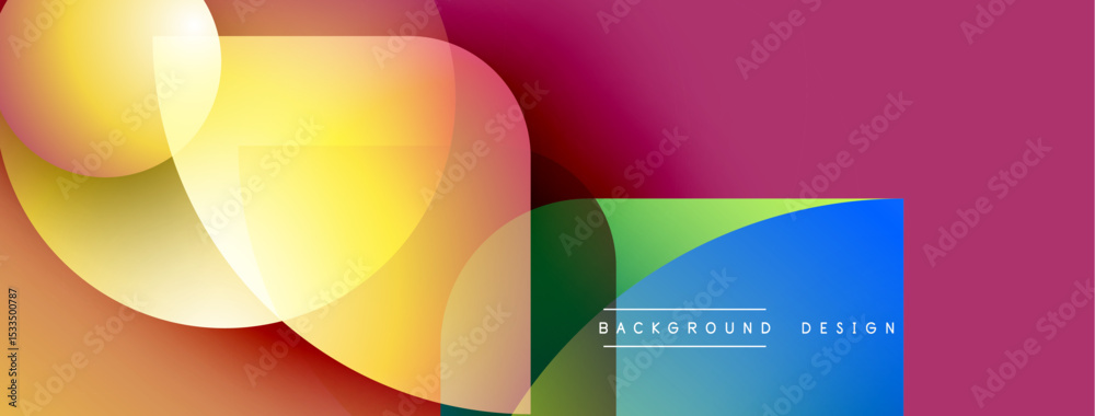Aufkleber Abstract colorful shapes overlap. Gradient hues blend, creating dynamic visual effect. Modern design elements present smooth transitions.