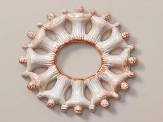 Ceramic art piece depicting unity through human figures.