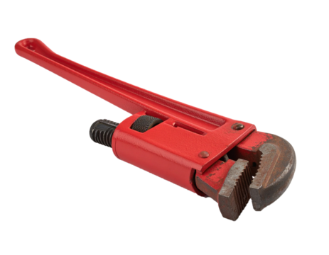 Red Pipe Wrench Isolated on White Background