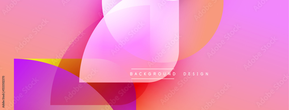 Aufkleber Abstract background features overlapping colorful shapes. Pink, purple, orange hues blend smoothly creating dynamic visual effect. Modern design element.