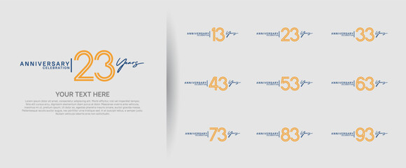 logo anniversary set. orange and black color on white background for special event