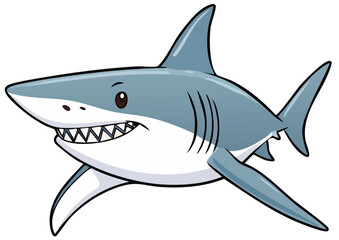 Obraz premium Cartoon Great White Shark Illustration