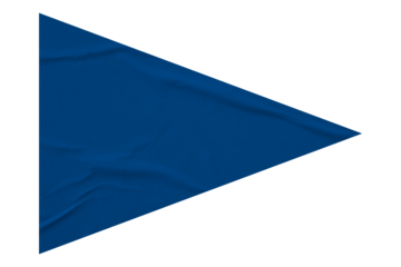 Blue crumpled paper arrow isolated on transparent background