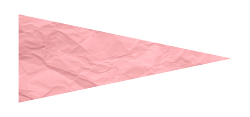 Pink crumpled paper arrow isolated on transparent background