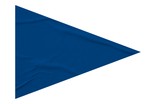 Blue crumpled paper arrow isolated on transparent background