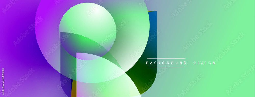 Poster Abstract vibrant design. Overlapping circles create dynamic gradient effect. Modern composition, suitable for backgrounds, presentations.