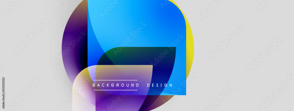 Aufkleber Abstract shapes overlap, creating vibrant color gradients. Modern design elements suggest background usage, simple text included.