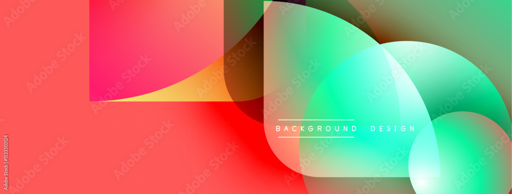 Aufkleber Abstract vibrant shapes overlap. Gradient colors blend, creating dynamic visual effect. Modern design element for backgrounds.