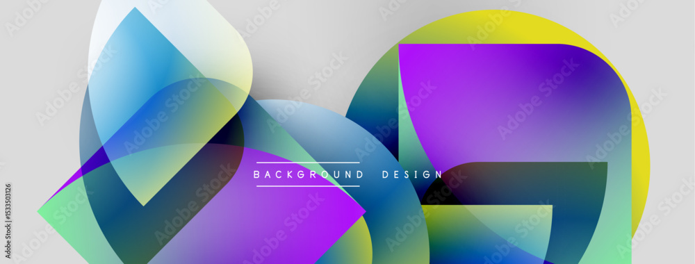 Aufkleber Abstract shapes overlap, creating vibrant color gradients. Modern design features smooth transitions, light background.