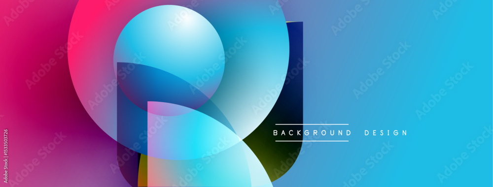 Poster Abstract vibrant shapes blend. Gradient colors create dynamic visual effect. Modern design suitable for backgrounds, banners.