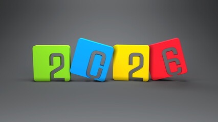 New Year 2026 Creative Design Concept - 3D Rendered Image	
