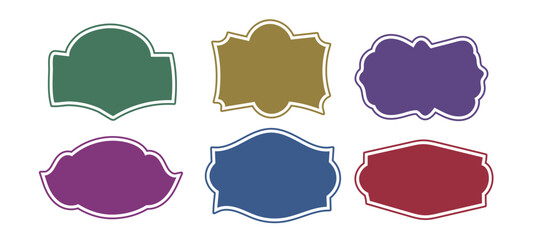 Hand-drawn Vintage Labels and Frames set, Color Vintage Banner,  Ornamental badge and Borders, decorative elements vector illustration