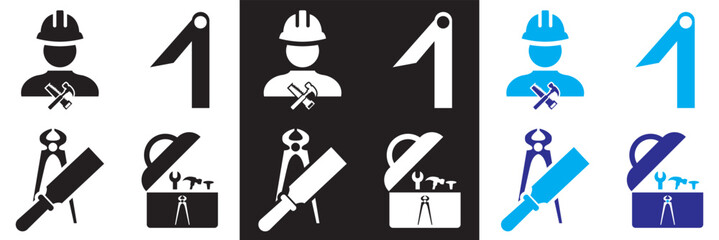 Carpenter vector icon. Vector for websites, mobile interfaces, presentations, banner, visual branding etc. Vector illustration. isolated on white and black background. EPS 10